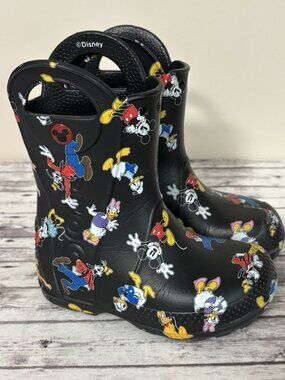 Crocs Handle It Mickey Rain Boots, Black Multi, Toddlers 10 Disney Donald Minnie
